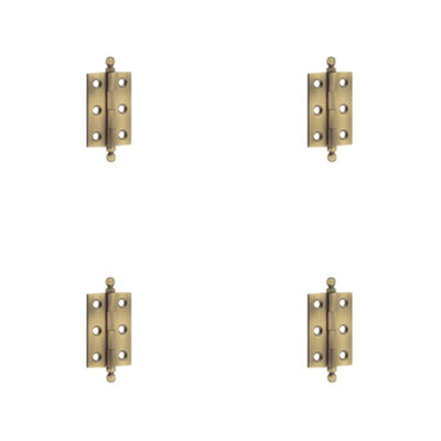 4 PACK Elegant Antique Brass Finial Hinge 50x35mm for Cabinet Doors - Solid Brass - Door Hinges