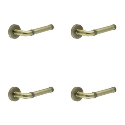 4 PACK Elegant Antique Brass Lever Door Handle for Modern Interiors - Interior Handle