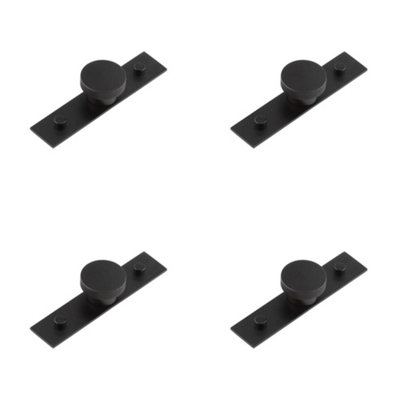 4 PACK Elegant Black Cupboard Knob with 40mm Plain Backplate for Stylish Interiors - Kitchen Cabinet Knob