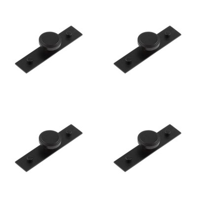 4 PACK Elegant Black Cupboard Knob with Backplate - 40mm Size - Kitchen Cabinet Knob