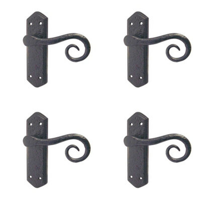 4 PACK Elegant Black Suite Door Handle with Latchplate Interior Lever on Backplate