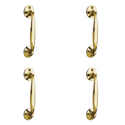 4 PACK Elegant Bow Shape Pull Handle in Polished Brass - 152mm - Door Handle