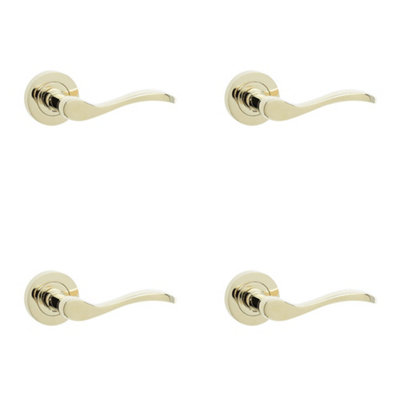 4 PACK Elegant Brass Finish Door Handle for Timeless Interiors - Interior Handle