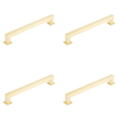 4 PACK Elegant Cabinet Handle in Satin Brass - 224mm Length for Stylish Interiors - Kitchen Drawer Pull Handle