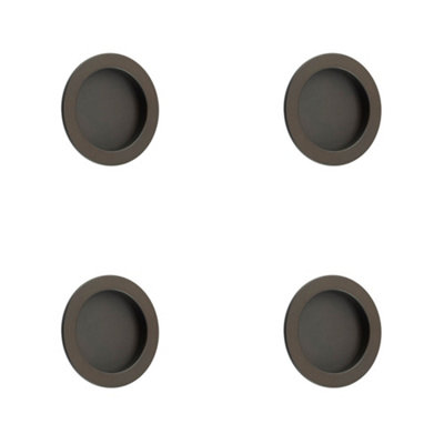 4 PACK Elegant Circular Flush Pull in Dark Bronze Finish for Doors - Door Handle