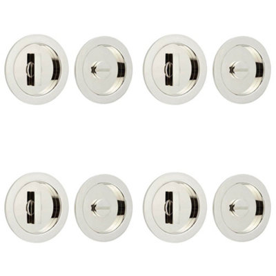 4 PACK Elegant Circular Turn & Release in Polished Nickel for Luxury Homes - Door Handle