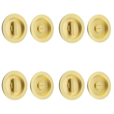 4 PACK Elegant Circular Turn & Release in Satin Brass for Modern Homes - Door Handle