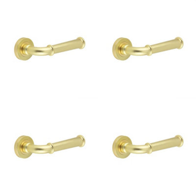 4 PACK Elegant Classic Satin Brass Lever Door Handle for Stylish Interiors - Interior Handle