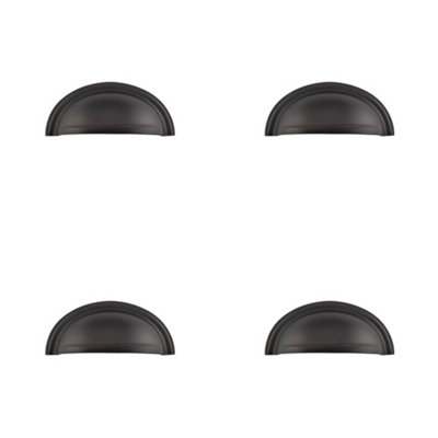 4 PACK Elegant Dark Bronze Cup Pulls for Cabinets - Kitchen Drawer Pull Handle