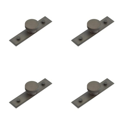 4 PACK Elegant Dark Bronze Cupboard Knob with Stepped Backplate - Kitchen Cabinet Knob