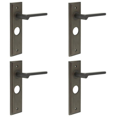 4 PACK Elegant Dark Bronze Door Handle for Bathrooms - Solid Brass Interior Handle