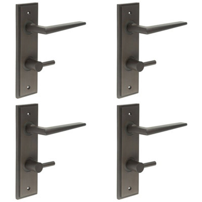 4 PACK Elegant Dark Bronze Door Handle for Bathrooms with Turn & Release Functionality - Solid Brass Interior Handle
