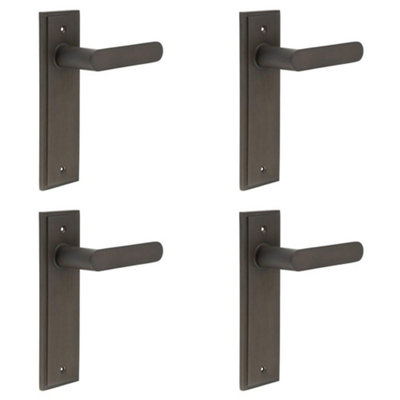 4 PACK Elegant Dark Bronze Door Handle Latch Backplate for Luxurious Homes - Solid Brass Interior Handle
