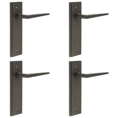 4 PACK Elegant Dark Bronze Door Handle Latch Backplate for Modern Homes Solid Brass - Interior Handle