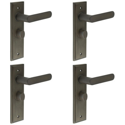4 PACK Elegant Dark Bronze Door Handle with Backplate and Turn & Release Feature - Solid Brass Interior Handle