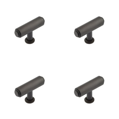 4 PACK Elegant Dark Bronze T Bar Stepped Cupboard Knob for Home Decor - Kitchen Cabinet Knob