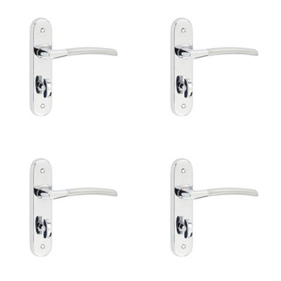 4 PACK Elegant Dual-Finish Door Handle in Polished and Satin Chrome - Interior Lever on Backplate