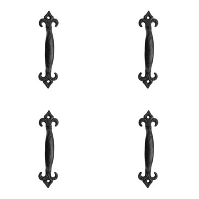 4 PACK Elegant Fleur De Lys Black Pull Handle 230mm for Cabinets and Drawers - Door Handle
