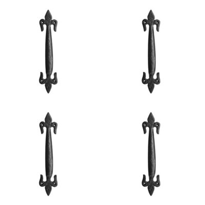 4 PACK Elegant Fleur De Lys Pull Handle in Black - 100mm Size for Cabinets and Drawers - Door Handle