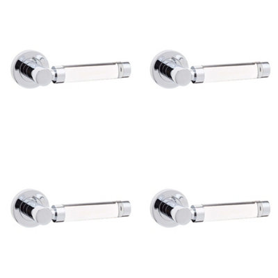 4 PACK Elegant Glass and Polished Chrome Door Handle for Modern Interiors - Interior Handle