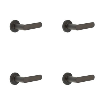 4 PACK Elegant Knurled Door Handle in Dark Bronze for Home and Office - Interior Handle