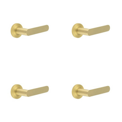 4 PACK Elegant Knurled Door Handle in Satin Brass for Modern Interiors - Solid Brass Interior Handle