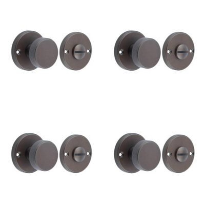 4 PACK Elegant Knurled Turn & Release in Dark Bronze for Luxury Doors - Door Handle