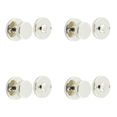 4 PACK Elegant Knurled Turn & Release in Polished Nickel for Luxury Interiors - Door Handle