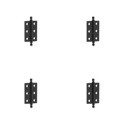 4 PACK Elegant Matt Black Finial Hinge 50x35mm for Cabinet Doors - Solid Brass - Door Hinges
