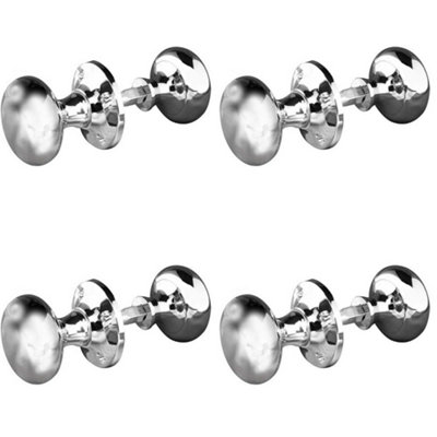 4 PACK Elegant Mushroom Rim Door Knob in Polished Chrome - 50mm Design
