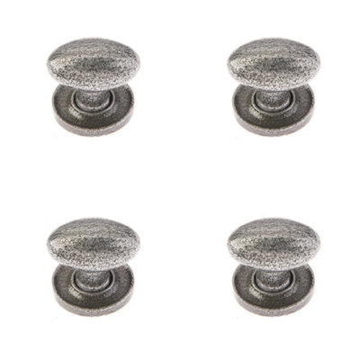 4 PACK Elegant Oval Cupboard Knob in Pewter Finish, 27x36mm - Kitchen Cabinet Knob
