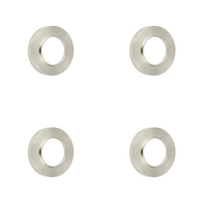 4 PACK Elegant Plain Outer Roses in Satin Nickel Finish - Door Handle