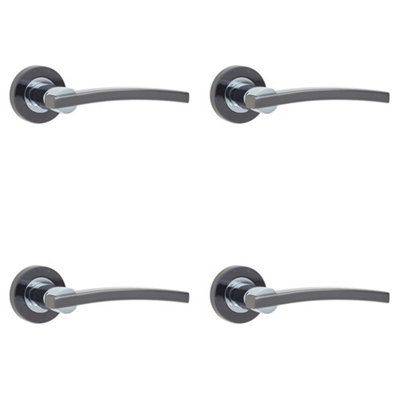 4 PACK Elegant Polished Chrome and Black Nickel Door Handle for Residential Interiors - Interior Handle