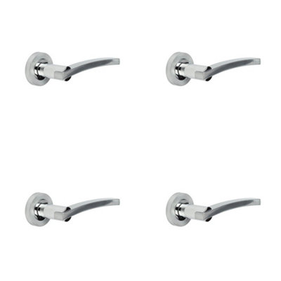 4 PACK Elegant Polished Chrome and Satin Chrome Door Handle for Residential Use - Interior Handle