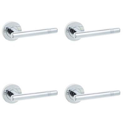4 PACK Elegant Polished Chrome Door Handle for Modern Homes - Interior Handle