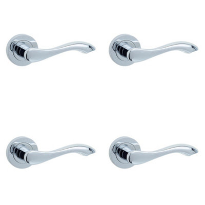 4 PACK Elegant Polished Chrome Door Handle for Traditional Interiors - Interior Handle