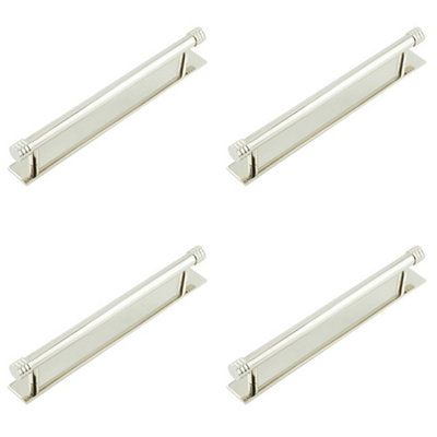 4 PACK Elegant Polished Nickel Cabinet Handle with 224mm Centers - Kitchen Drawer Pull Handle