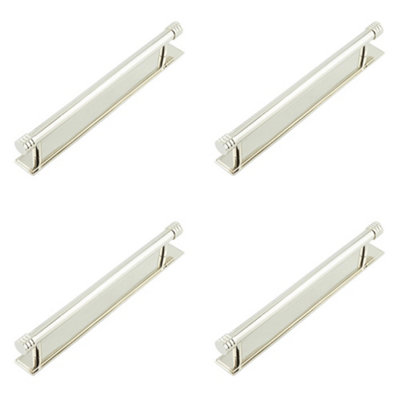4 PACK Elegant Polished Nickel Cabinet Handle with Stepped Backplate - Kitchen Drawer Pull Handle