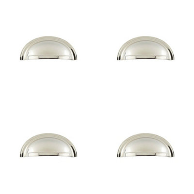 4 PACK Elegant Polished Nickel Cup Pulls for Cabinets - Kitchen Drawer Pull Handle