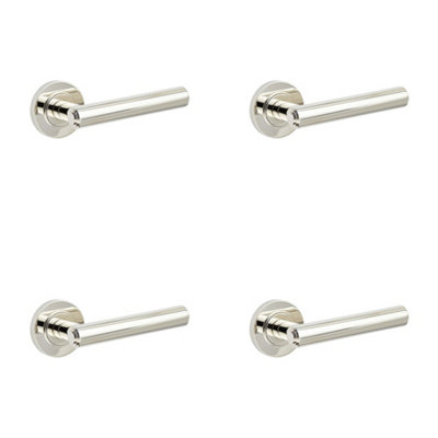 4 PACK Elegant Polished Nickel Door Handle with Customizable Roses - Interior Handle