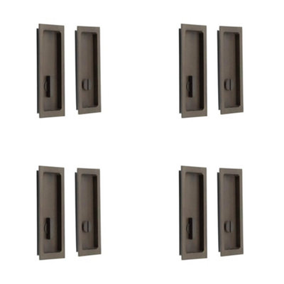 4 PACK Elegant Rectangular Turn & Release Lock in Dark Bronze Finish - Door Handle