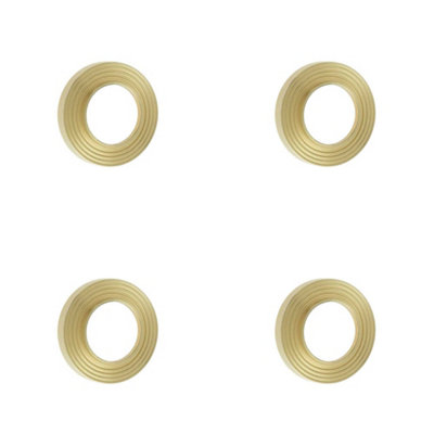 4 PACK Elegant Reeded Outer Roses in Satin Brass for Doors - Door Handle