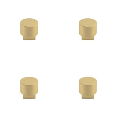 4 PACK Elegant Round Satin Brass Cupboard Knob for Modern Interiors - Kitchen Cabinet Knob