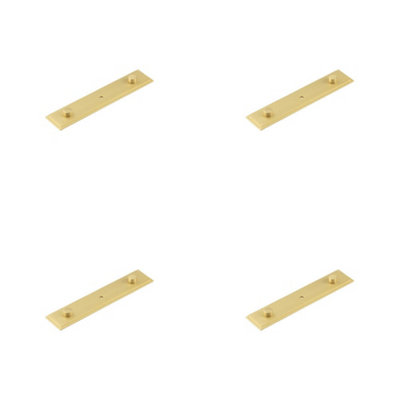 4 PACK Elegant Satin Brass Backplate for Cupboard Knob - 140x30mm - Kitchen Cabinet Knob
