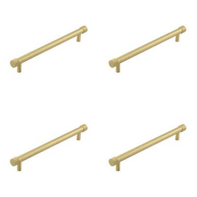 4 PACK Elegant Satin Brass Cabinet Handle 224mm - Versatile and Stylish Design - Kitchen Drawer Pull Handle