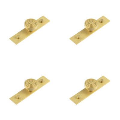 4 PACK Elegant Satin Brass Cupboard Knob with 40mm Plain Backplate - Kitchen Cabinet Knob
