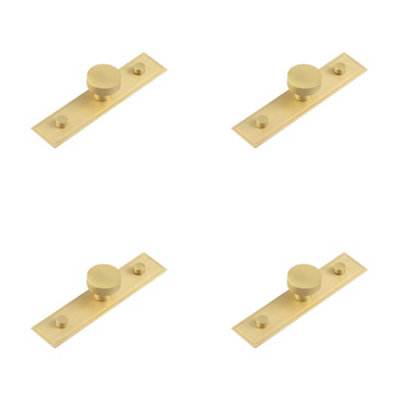 4 PACK Elegant Satin Brass Cupboard Knob with Stepped Backplate - 30mm - Kitchen Cabinet Knob