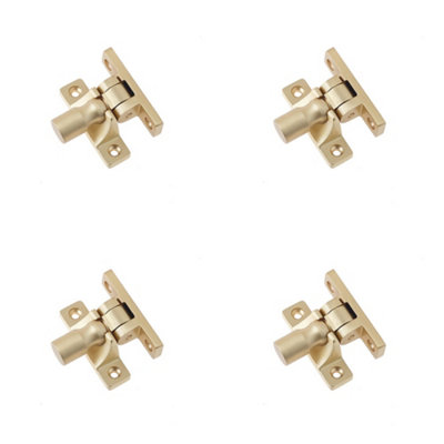 4 PACK Elegant Satin Brass Fasteners with Unique Pattern 1 - Window Fastener