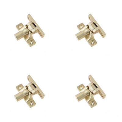 4 PACK Elegant Satin Brass Fasteners with Unique Pattern 2 Design - Window Fastener