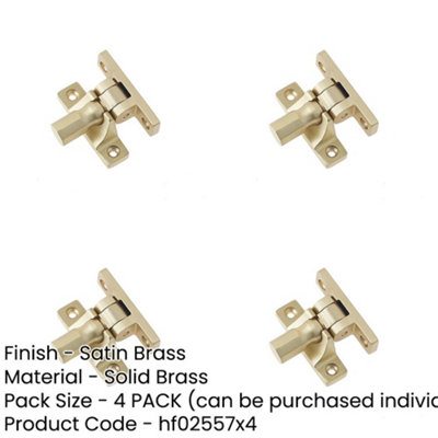 4 PACK Elegant Satin Brass Fasteners with Unique Pattern 2 Design - Window Fastener